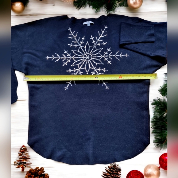 Vila Milano Dolman Sleeves Round Neck Embellished W/Rhinestones Black Sweater - Picture 8 of 8